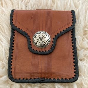 Vintage Four Winds Mini Western Tooled Leather Belt Wallet Bag Handmade